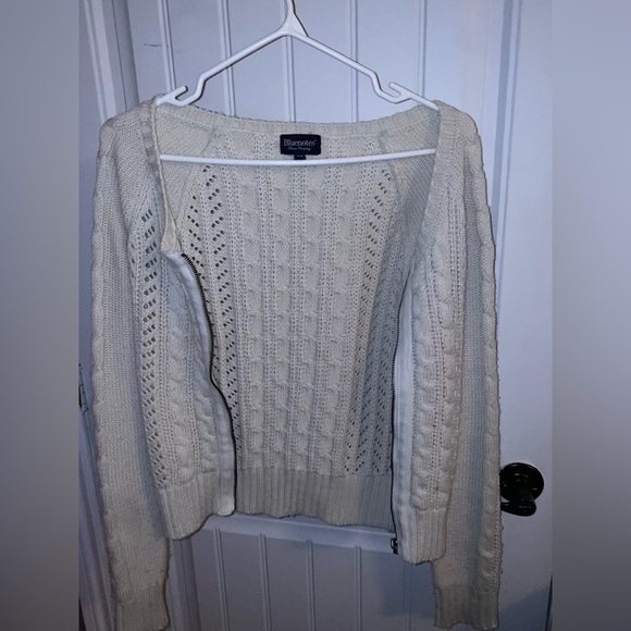Bluenotes Cream Zipup Scoop Neck Cardigan | SIZE: S - Picture 4 of 10